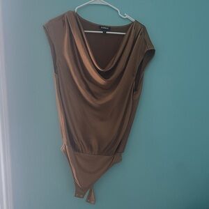 Express Tan Cowl Neck Bodysuit